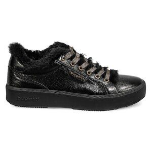 Bugatti Kelli Black Faux Fur Lined Platform Sneakers Size 6.5